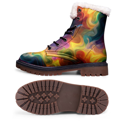Rainbow Clouds Lace Up Winter Boots